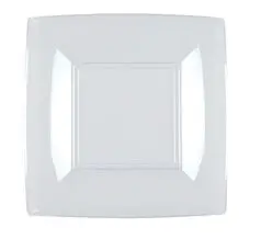 Vierkant transparant dessertbord 18x18cm - Set van 25