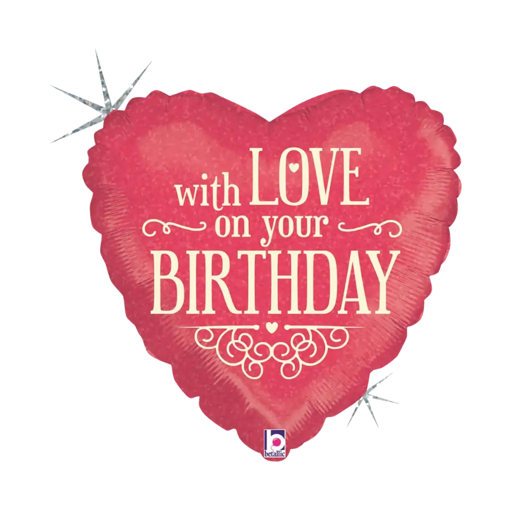 Hart ballon met liefde op je verjaardag 45cm