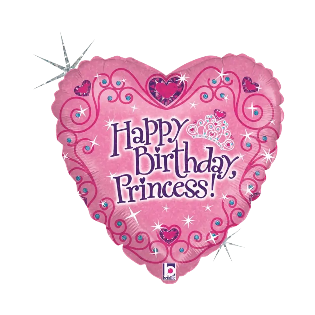 Gelukkige Verjaardag Prinses Roze Hart Ballon 45cm