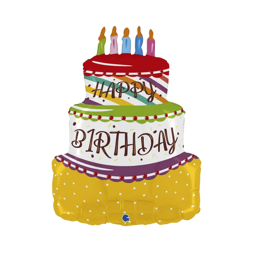 Happy Birthday" ballon in de vorm van een taart
