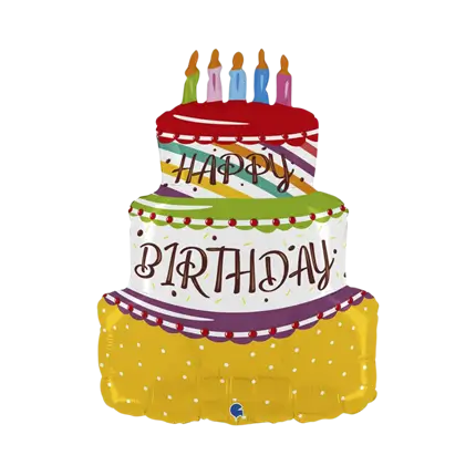 Happy Birthday ballon in de vorm van een taart