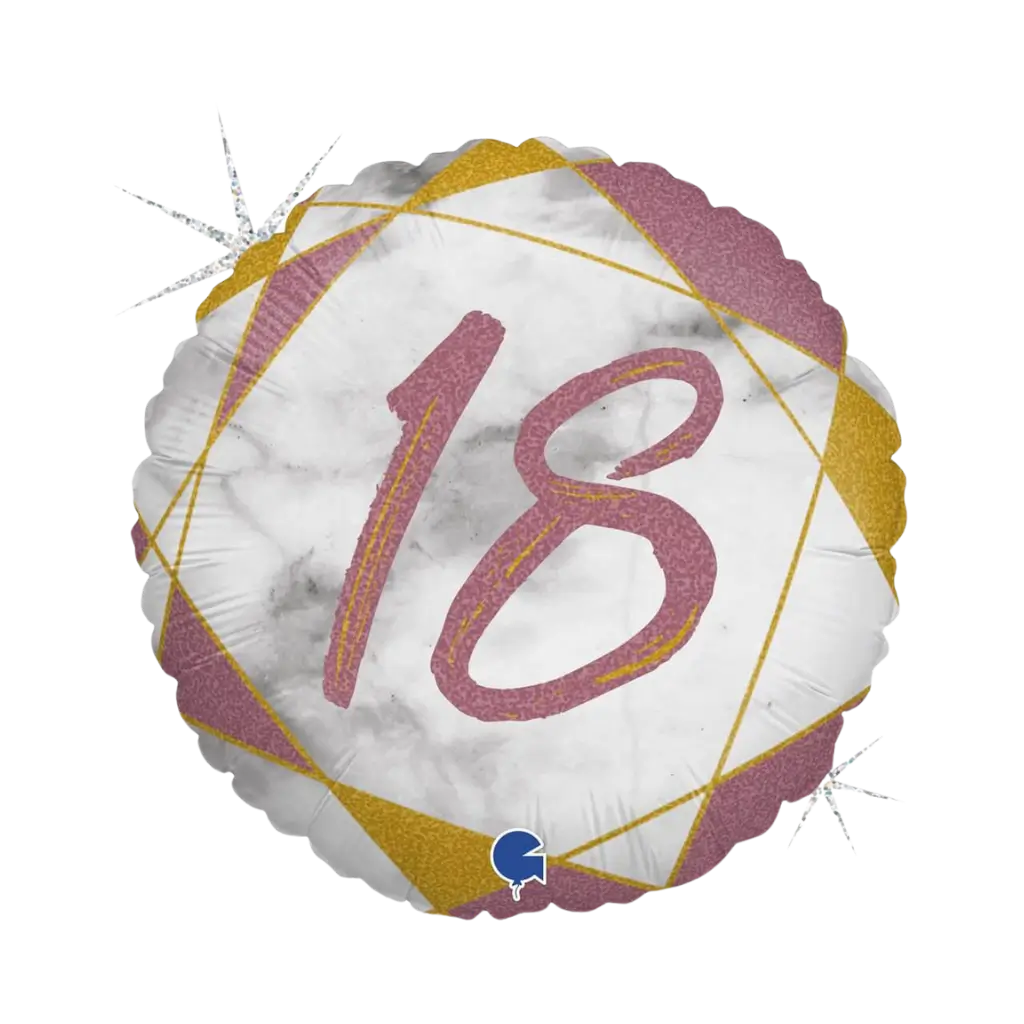 Verjaardagsballon Marmer Effect 18 Roségoud 45cm