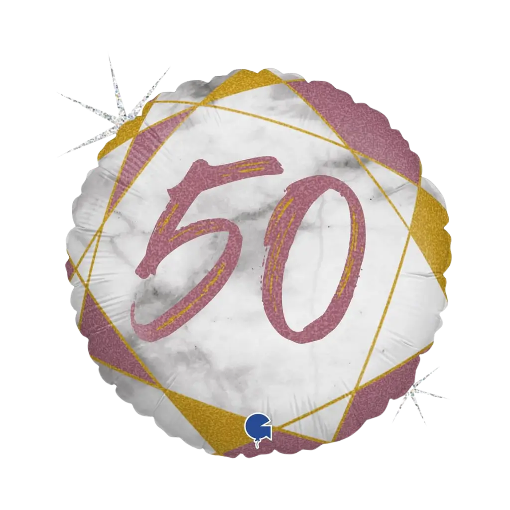 Verjaardagsballon Marmer Effect 50 Roségoud 45cm