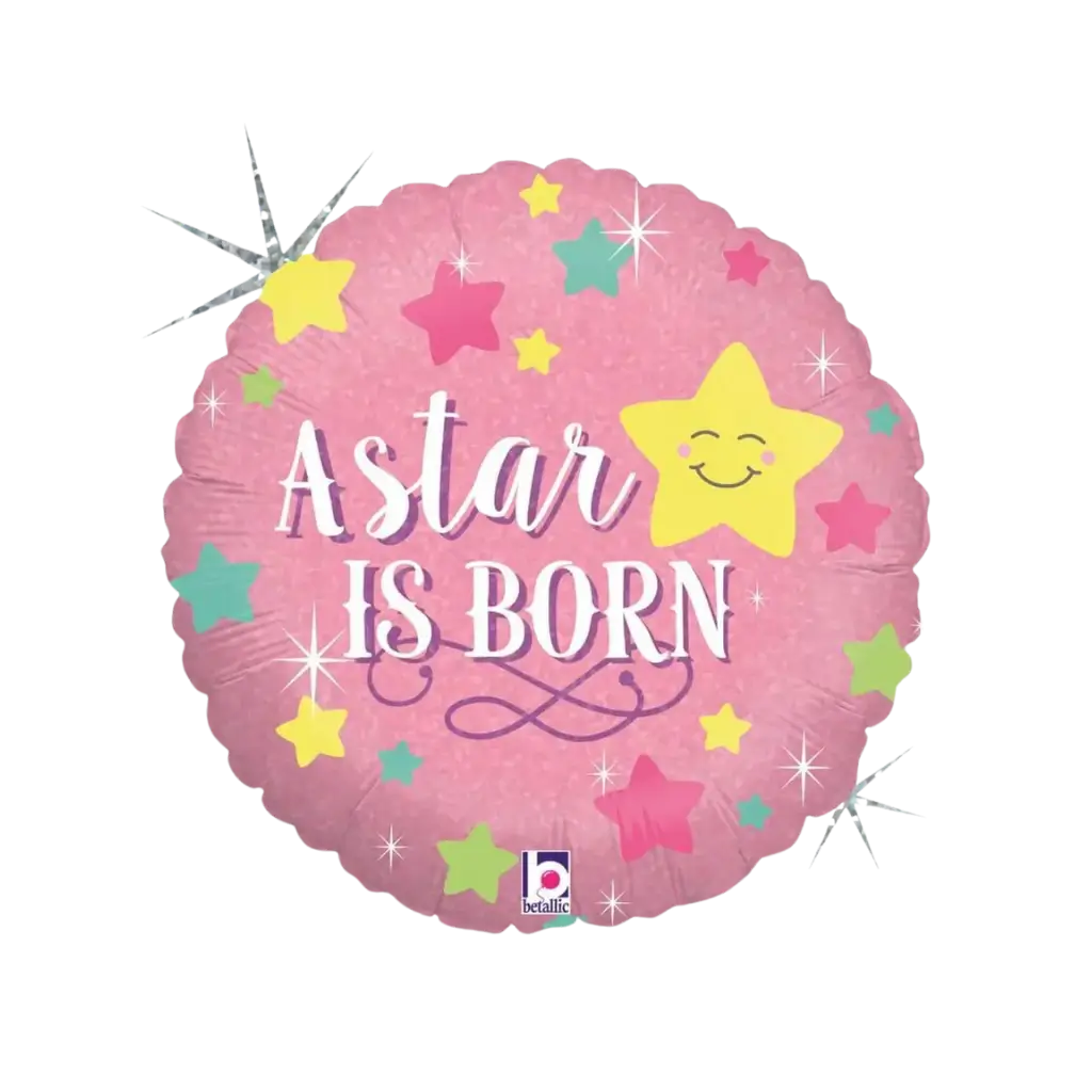 Roze ballon "A Star Is Born" ø45cm