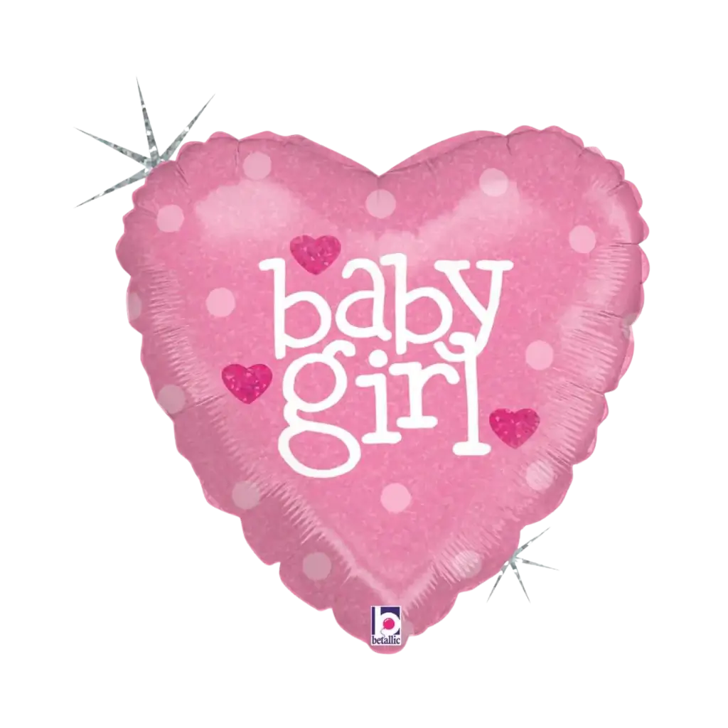 roze hart ballon "Baby Girl" 45cm