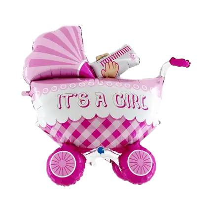 Reuze 3D ballon kinderwagen It's a Girl 107cm