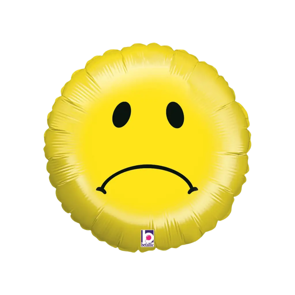 Emoji ballon geel smiley verdrietig ø45cm