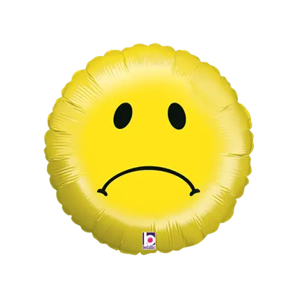 Emoji ballon geel smiley verdrietig ø45cm