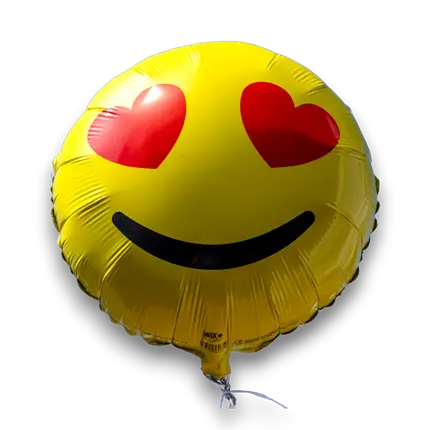 Emoji ballon gele ogen harten 45cm