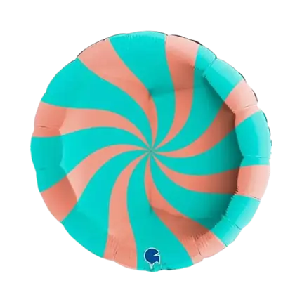 Aluminium Lollyballon Roze en Turquoise 46cm