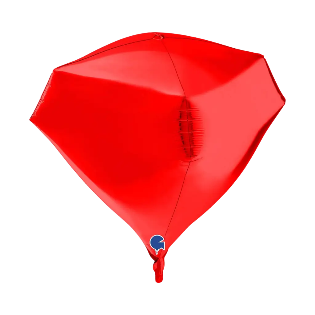 4D Rode Diamant Heliumballon 45cm