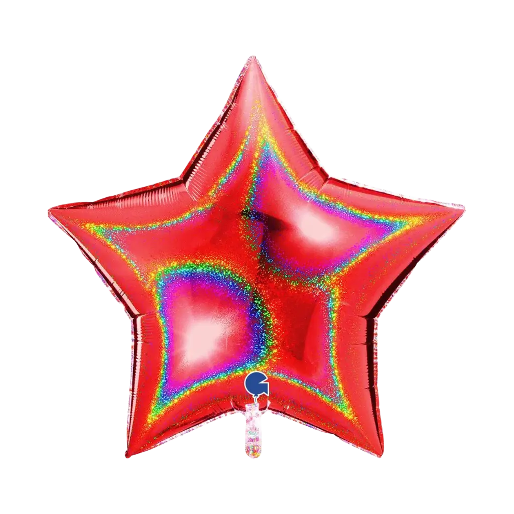 Rode holografische ster ballon 92cm