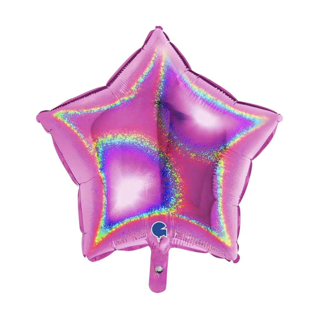 Roze holografische ster ballon 46cm