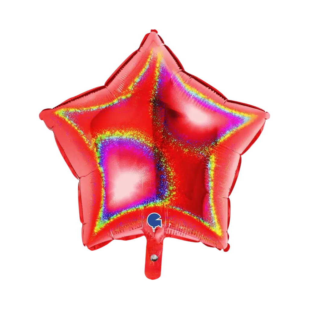 Rode holografische ster ballon 46cm