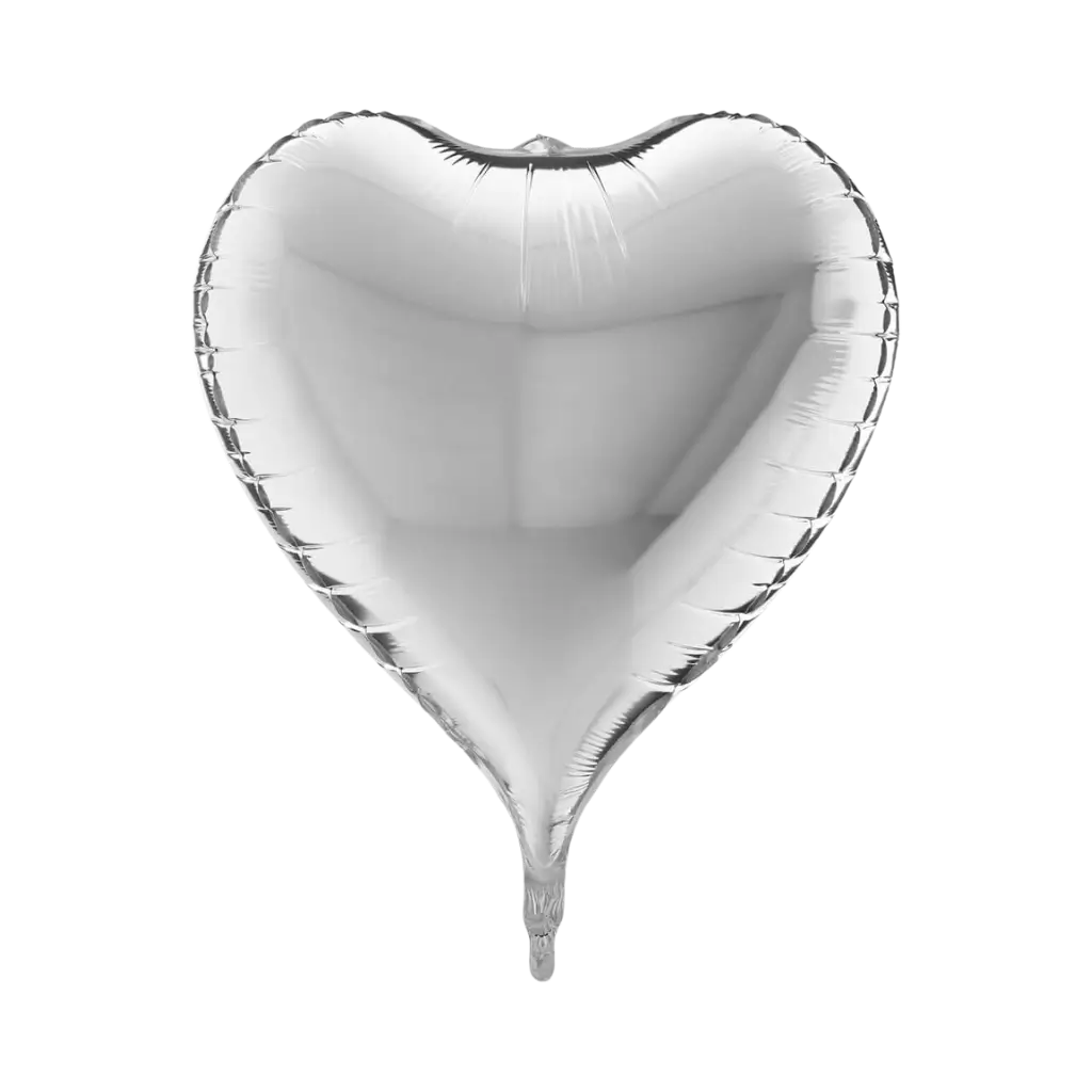 3D zilveren hart ballon 58cm