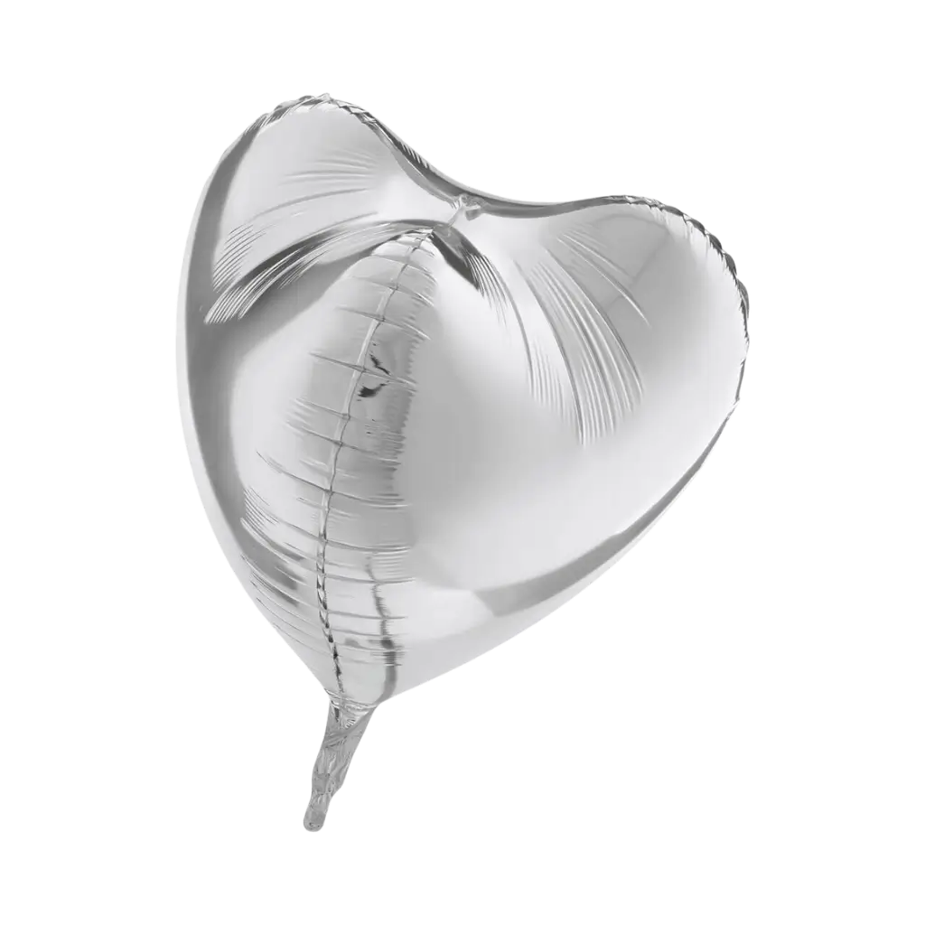 3D zilveren hart ballon 58cm