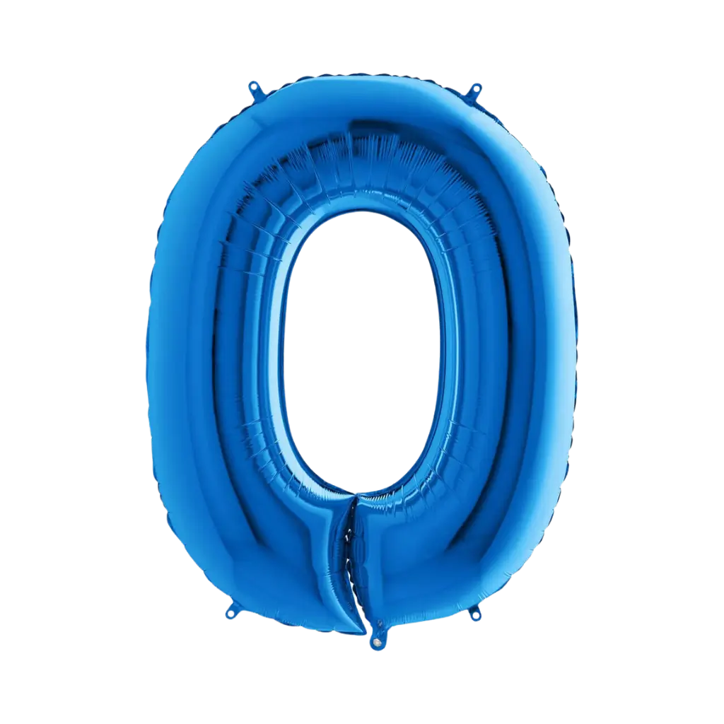 Verjaardagsballon nummer 0 Blauw 102cm