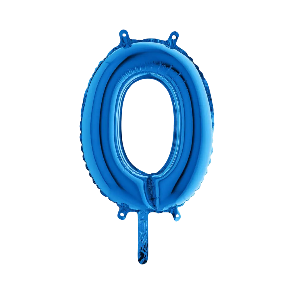 Verjaardagsballon nummer 0 Blauw 36cm