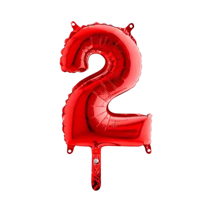 Verjaardagsballon nummer 2 Rood 36cm