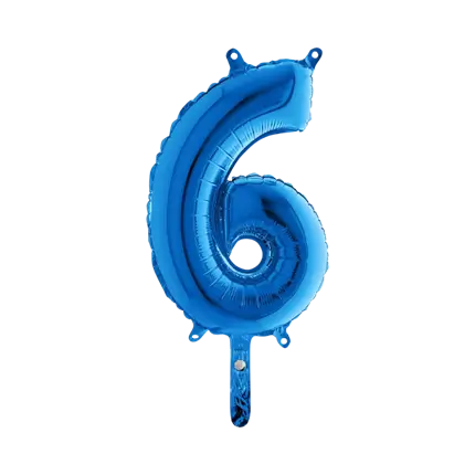Verjaardagsballon Nummer 6 Blauw 36cm