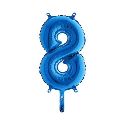Verjaardagsballon nummer 8 Blauw 36cm