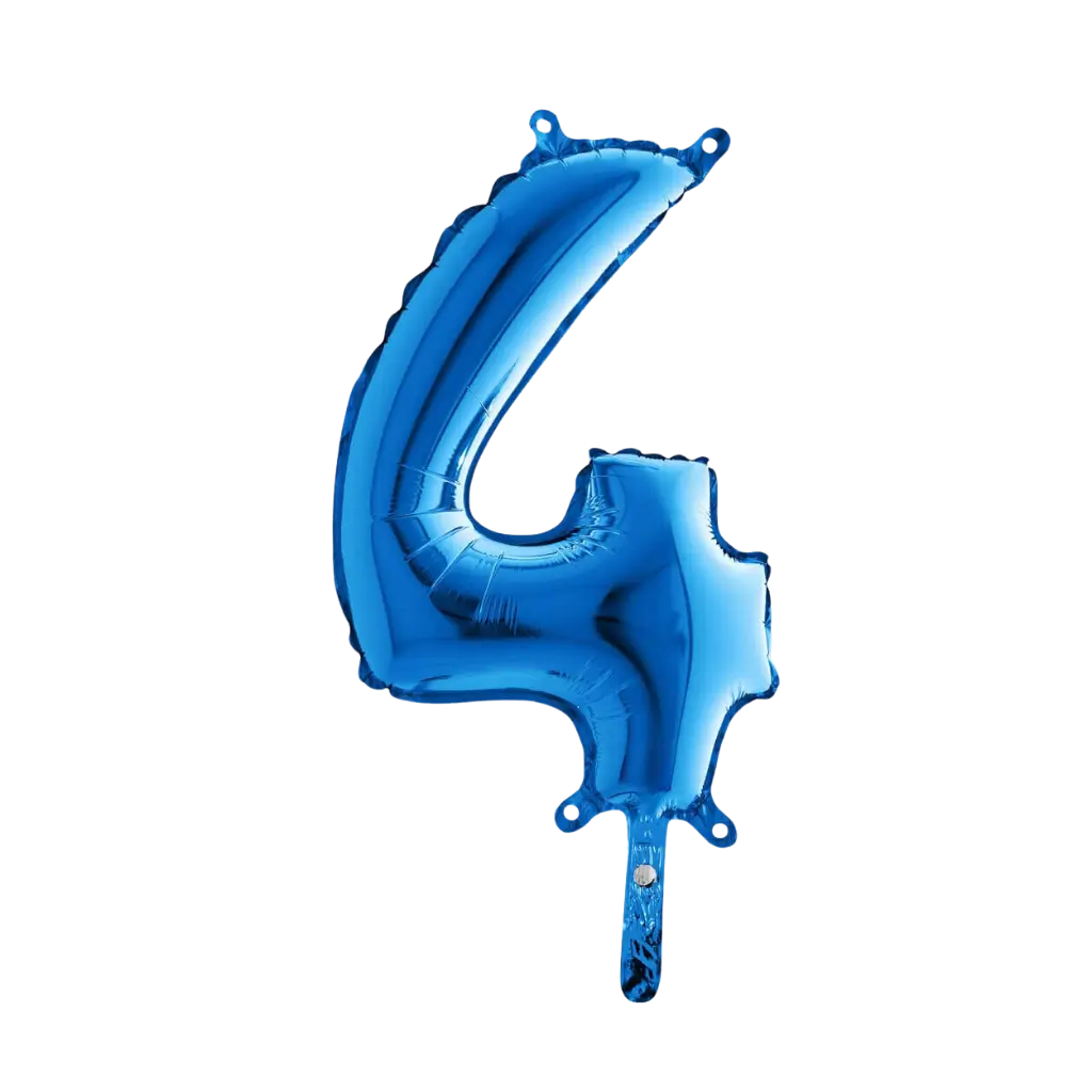 Verjaardagsballon nummer 4 Blauw 36cm