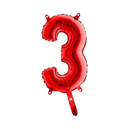 Verjaardagsballon nummer 3 Rood 36cm
