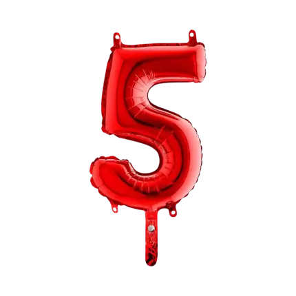 Verjaardagsballon nummer 5 Rood 36cm