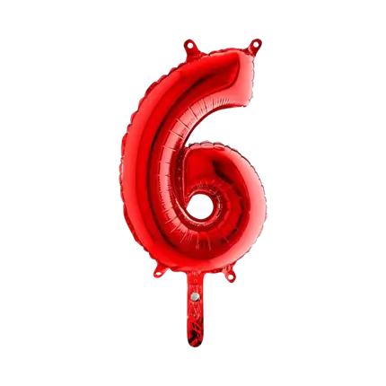 Verjaardagsballon nummer 6 Rood 36cm