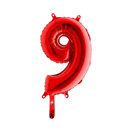 Verjaardagsballon nummer 9 Rood 36cm