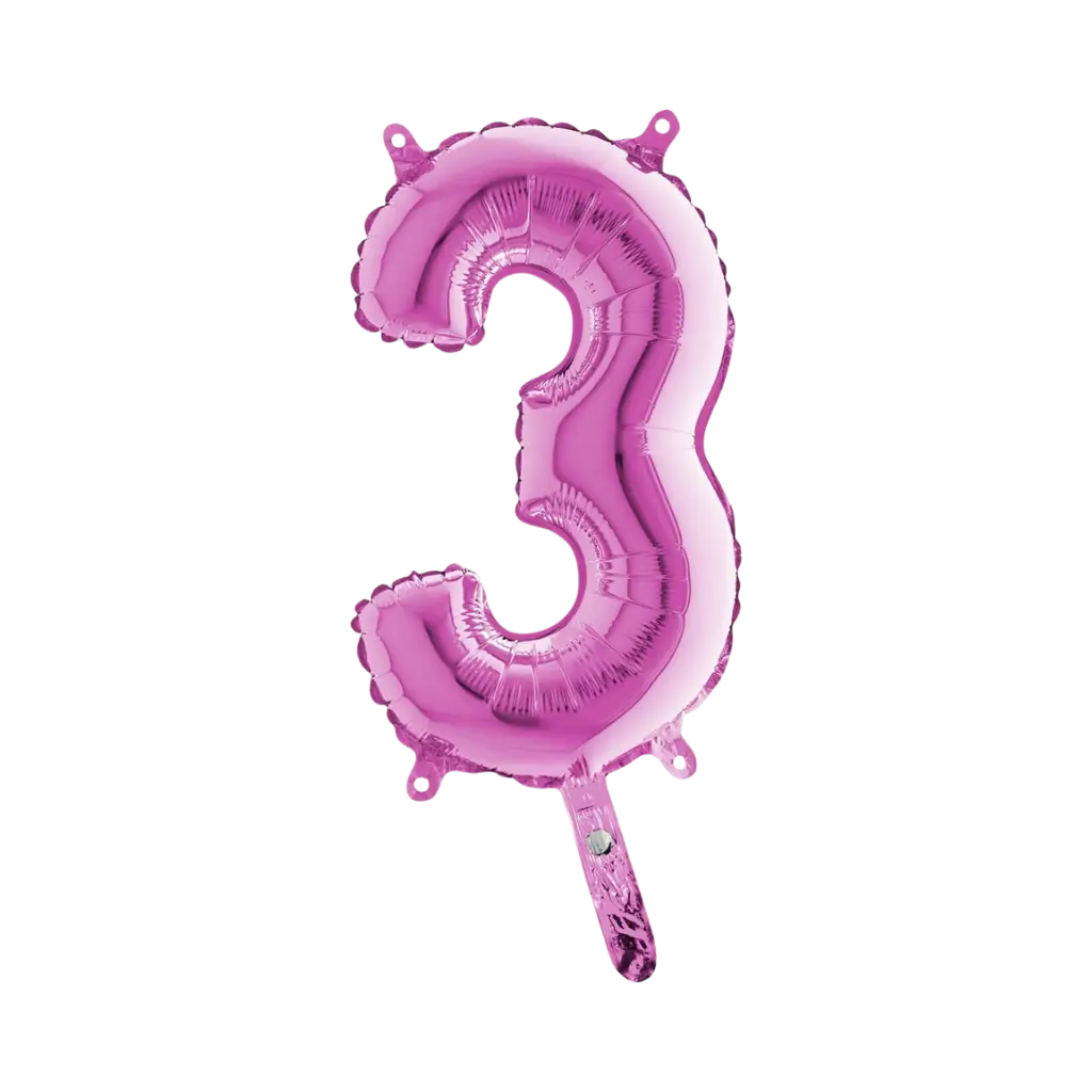 Verjaardagsballon nummer 3 Roze 36cm