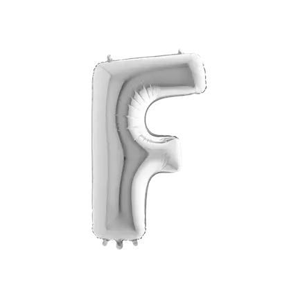 Aluminium ballonletter F Zilver 102cm