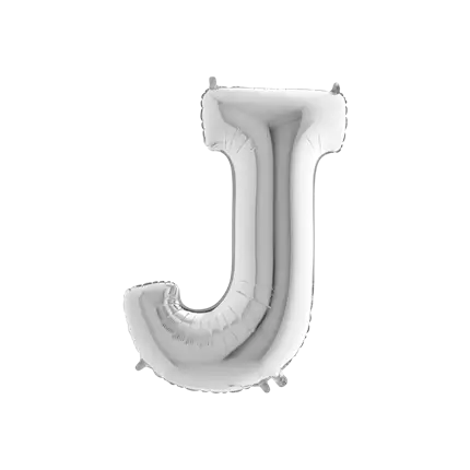 Aluminium ballonletter J Zilver 102cm