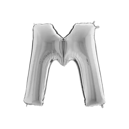 Aluminium ballonletter M Zilver 102cm