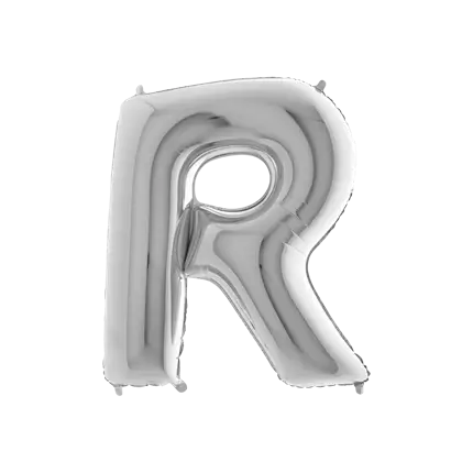 Aluminium ballonletter R Zilver 102cm