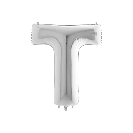 Aluminium ballonletter T Zilver 102cm