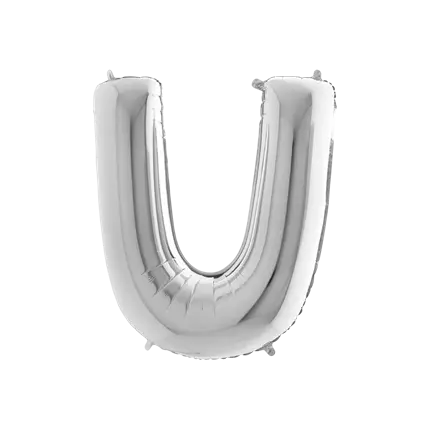 Aluminium ballonletter U Zilver 102cm