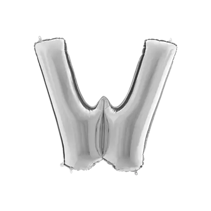 Aluminium ballonletter W Zilver 102cm