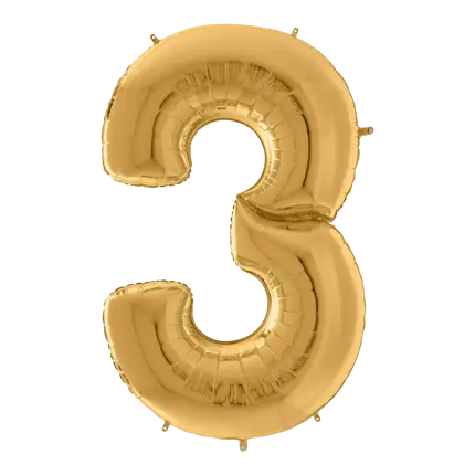 Reuze verjaardagsballon nummer 3 Goud 163cm