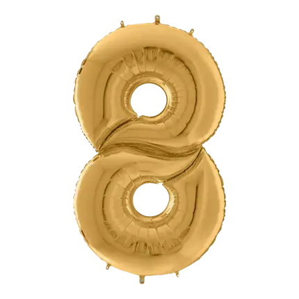 Reuze verjaardagsballon nummer 8 goud 163cm