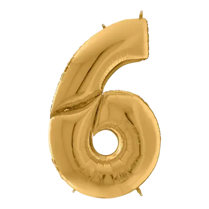 Reuze verjaardagsballon nummer 6 goud 163cm