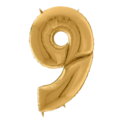 Reuze verjaardagsballon nummer 9 goud 163cm