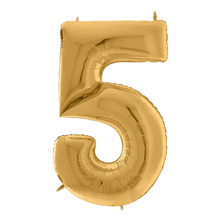 Reuze verjaardagsballon nummer 5 Goud 163cm