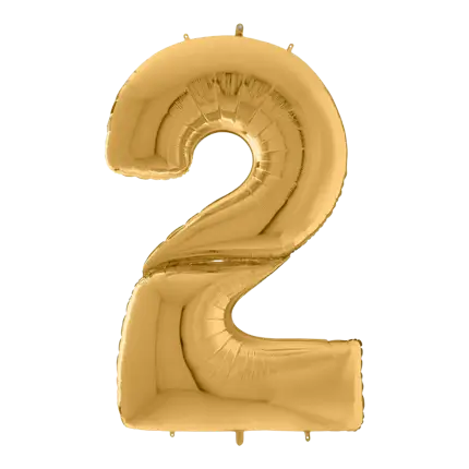 Reuze verjaardagsballon nummer 2 Goud 163cm