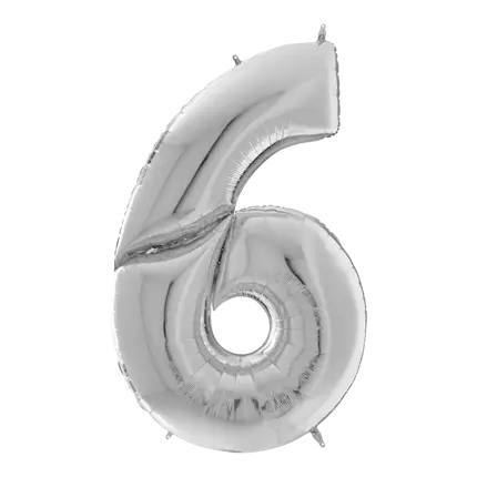 Reuze verjaardagsballon nummer 6 Zilver 163cm