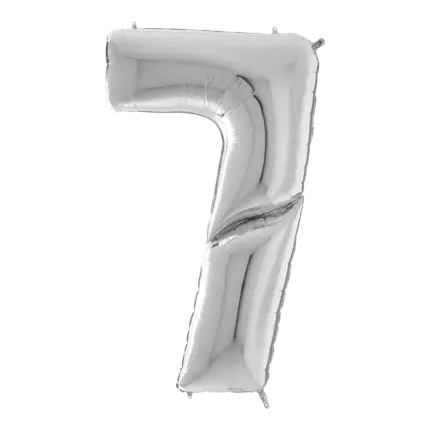 Reuze verjaardagsballon nummer 7 Zilver 163cm