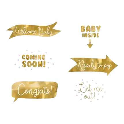 Fotoprops Baby Shower Goud 6 stuks