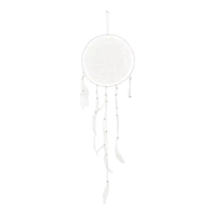 Dromenvanger wit met veren 94x30cm