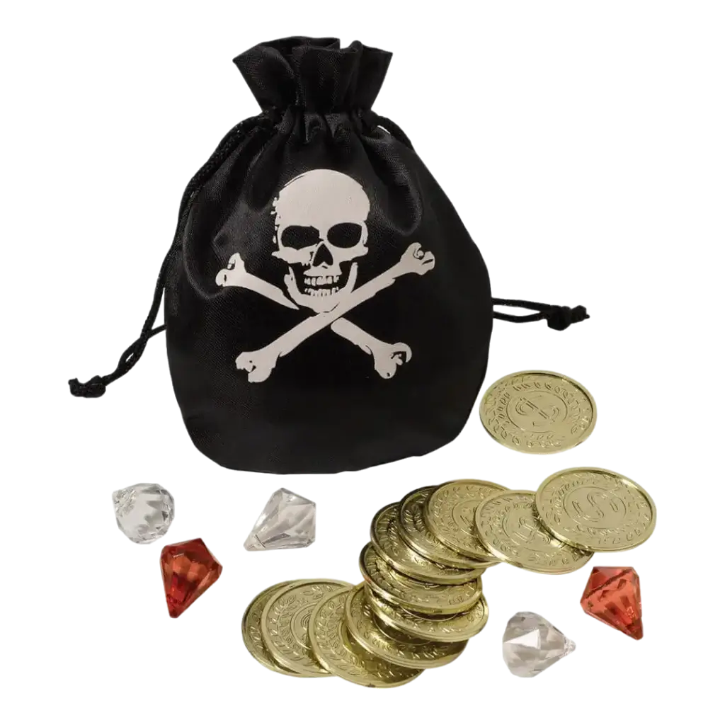 Accessoires Piratenbeurs munten en diamanten