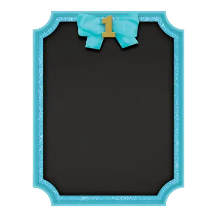 Schoolbord 1e verjaardag met blauwe omlijning 23x18cm